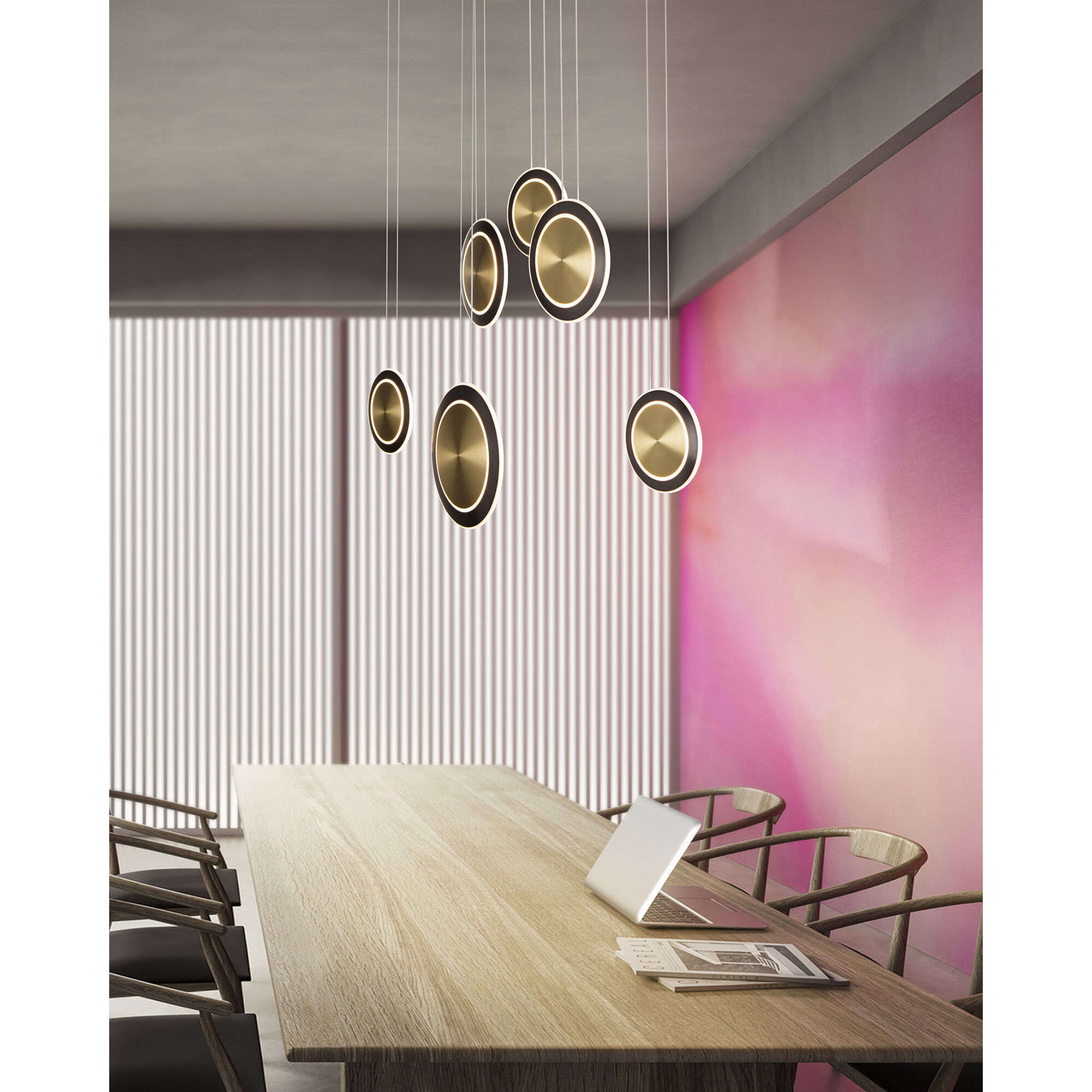 Saturn LED 6 inch Antique Brass and Black Bronze Multi Pendant Ceiling Light