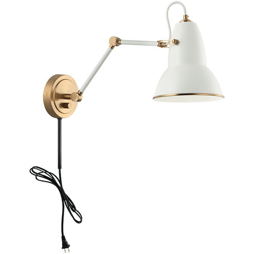 Buzz Wall Sconce Wall Light in Aged Gold Brass and White