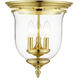 Legacy 3 Light 12 inch Polished Brass Flush Mount Ceiling Light