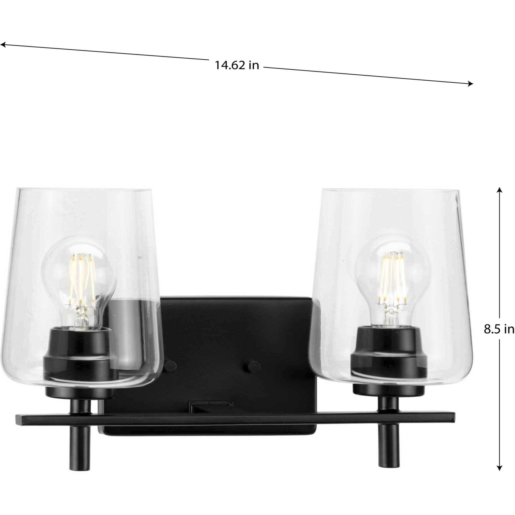 Calais 2 Light 15 inch Matte Black Bath Vanity Wall Light