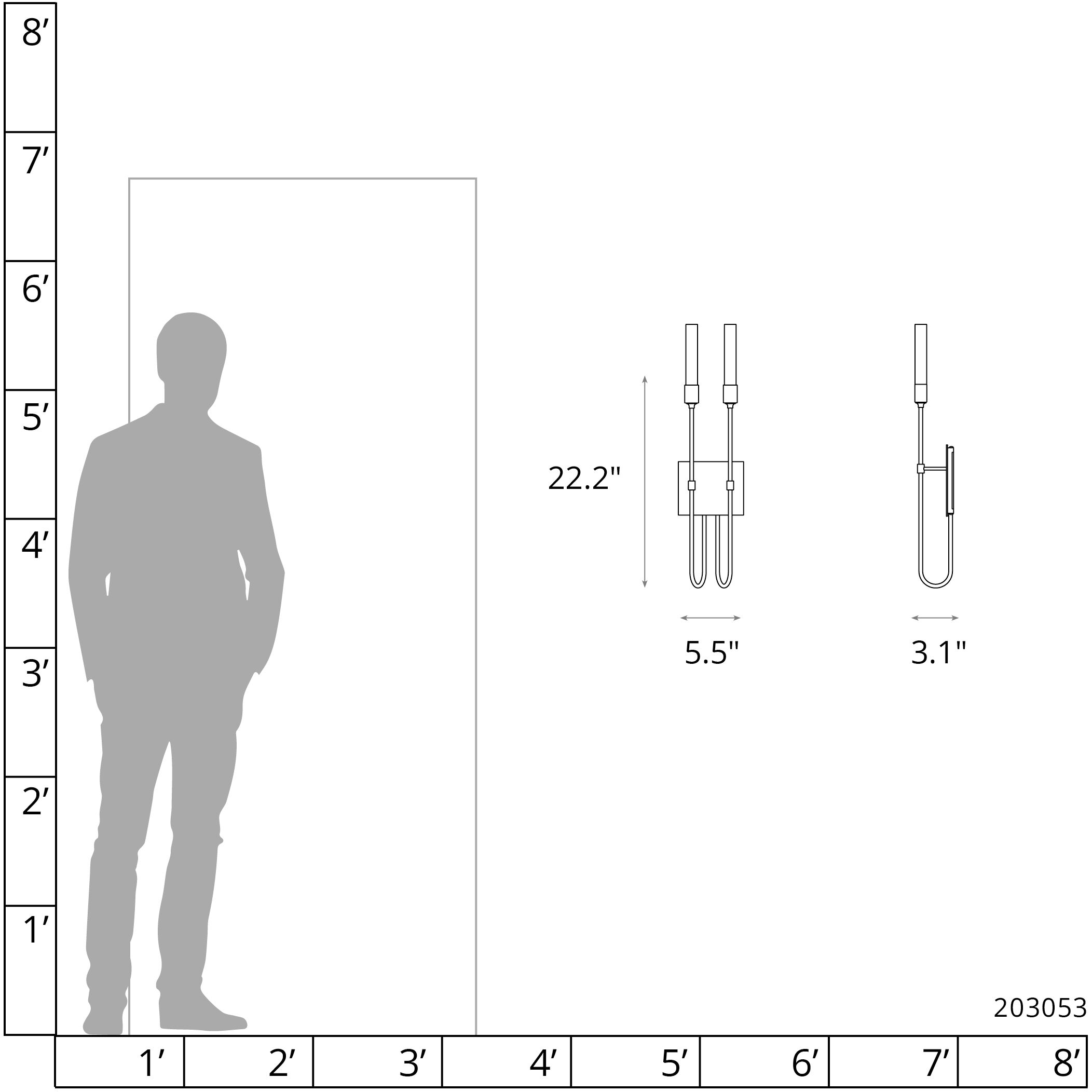 Lisse 2 Light 5.5 inch Modern Brass ADA Sconce Wall Light