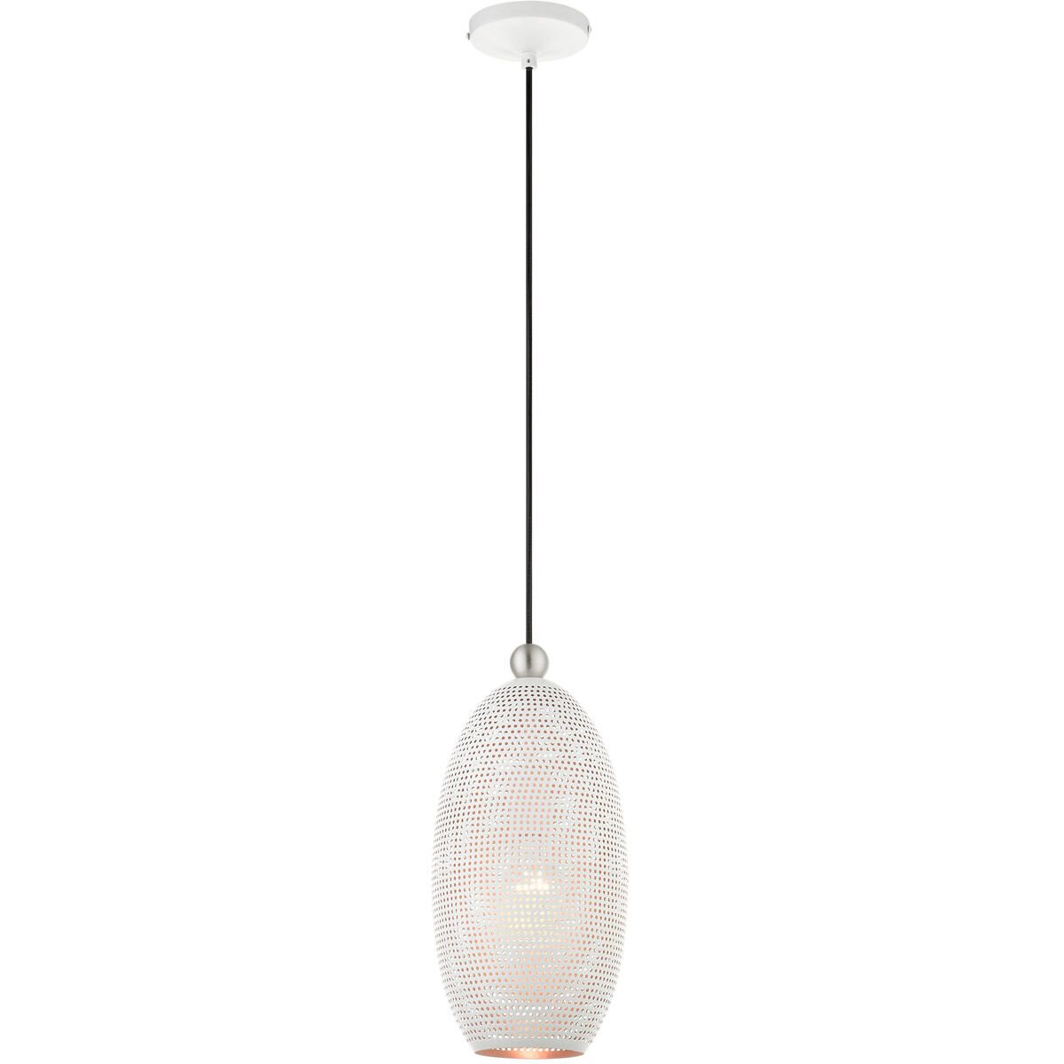 Dublin 1 Light 7 inch White with Brushed Nickel Accents Pendant Ceiling Light