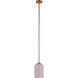 Holt 1 Light 7.25 inch Antique Brass Pendant Ceiling Light in Pink Glass
