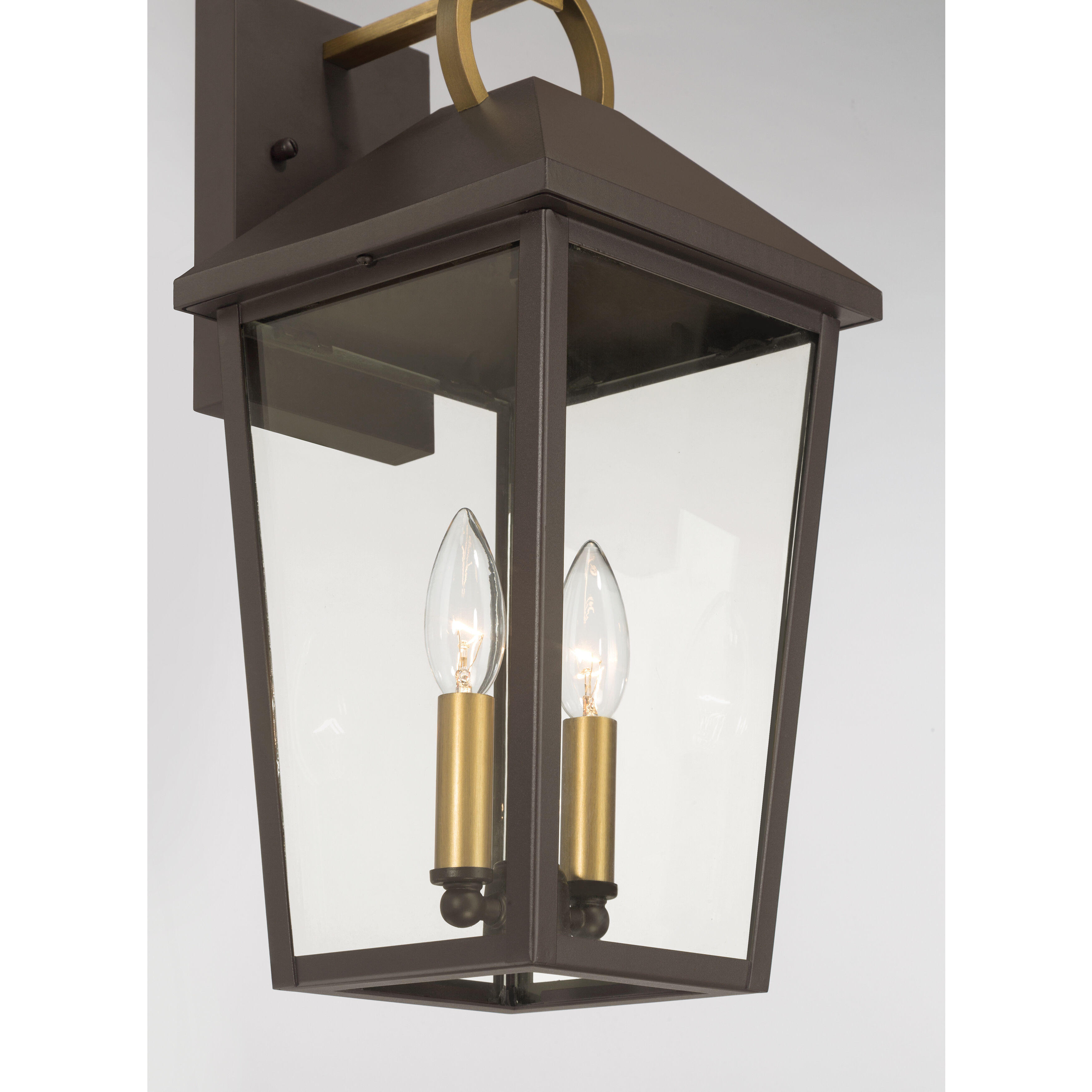 Bayra 2 Light 17 inch Painted Legacy Brass and Dark Bronze Outdoor Wall Lantern
