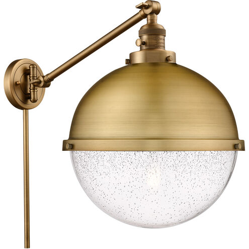 Franklin Restoration Hampden 22.44 inch 3.5 watt Brushed Satin Nickel Swing Arm Wall Light in Seedy Glass