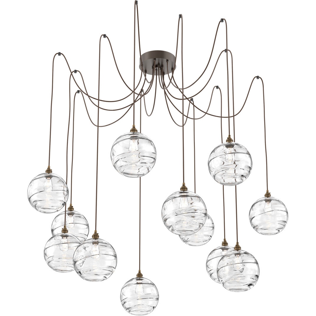 Terra 12 Light 18 inch Flat Bronze Swag Multi-Pendant Ceiling Light in Clear Optic