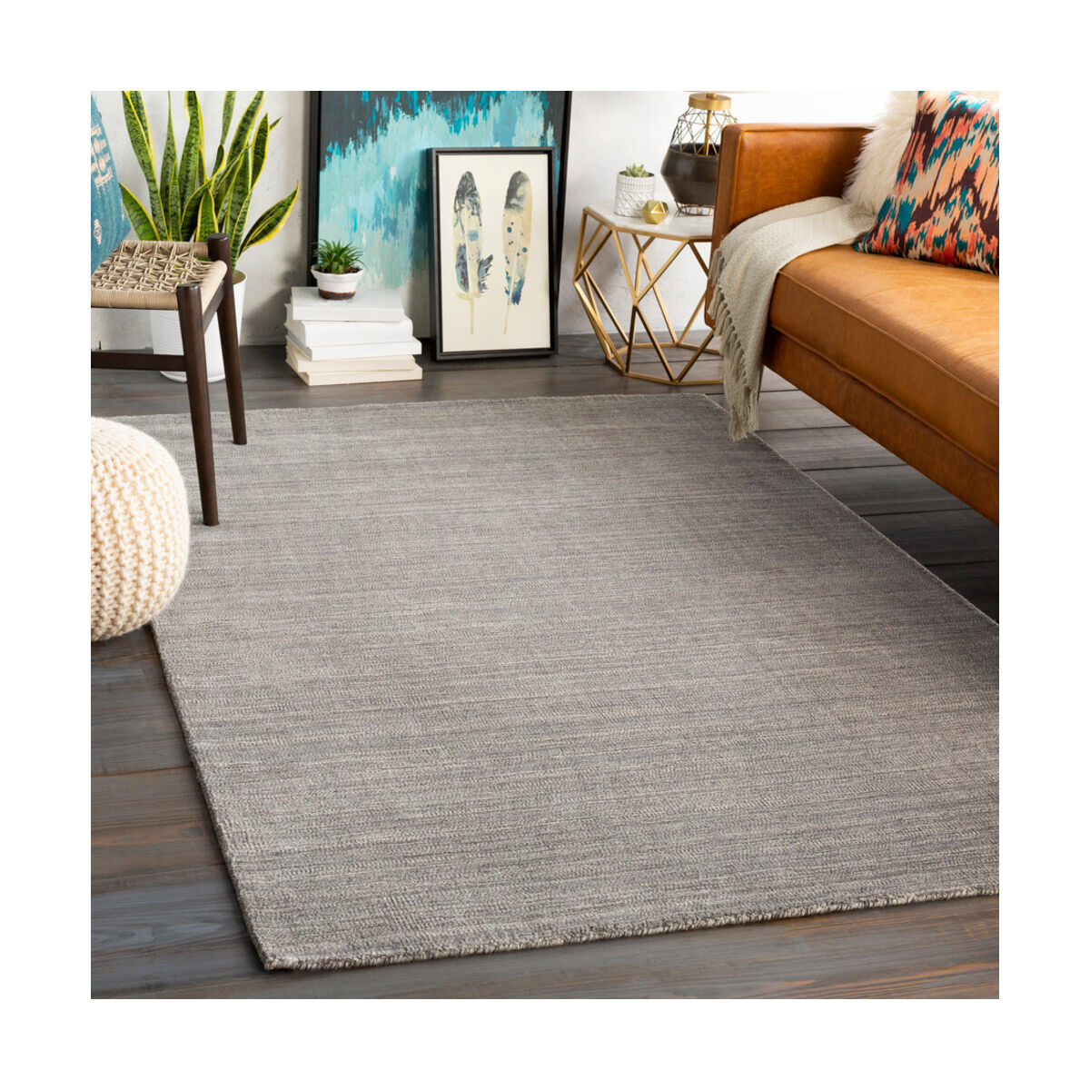 Costine 36 X 24 inch Charcoal/Medium Gray/Ivory Rugs, Rectangle