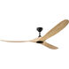 Maverick 70 inch Midnight Black with Natural Honey Blades Indoor/Outdoor Smart Ceiling Fan in Not Included