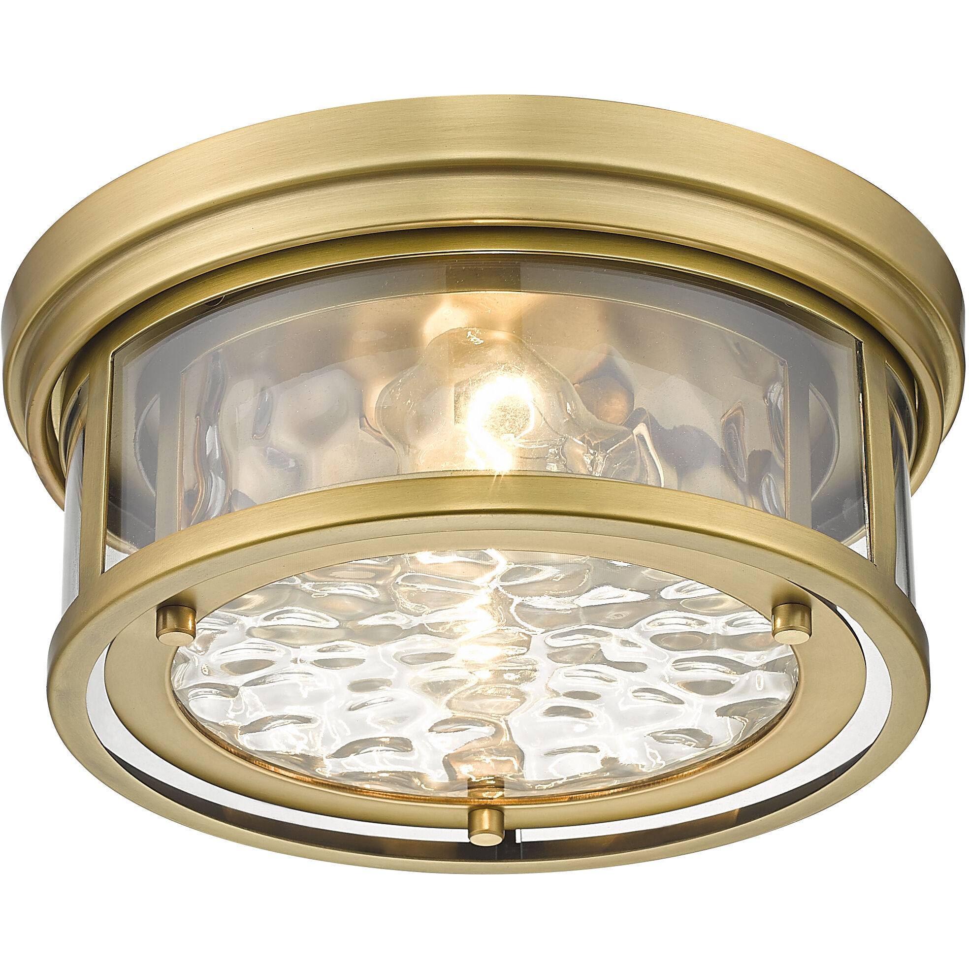 Clarion 2 Light 12 inch Rubbed Brass Flush Mount Ceiling Light in Rubbed Bronze