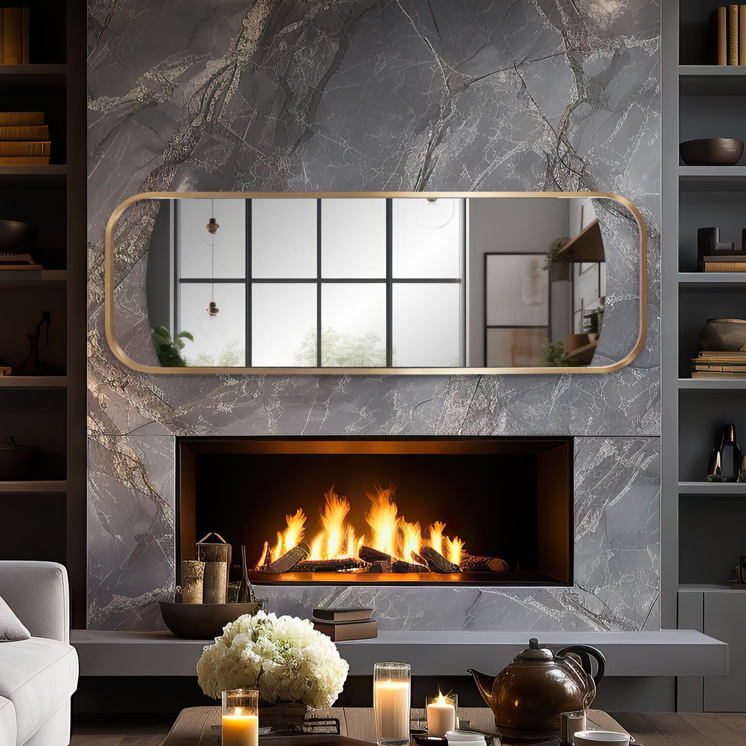 Nouvel 72 X 24 inch Antique Brass Dressing Mirror