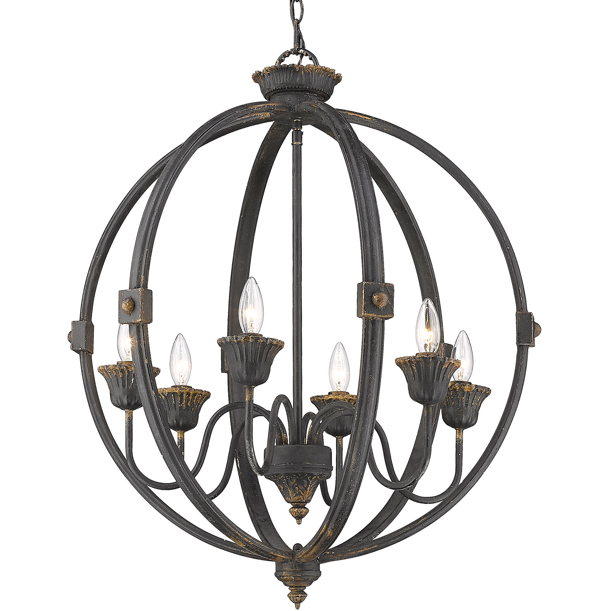 Jules 25.5 inch 60.00 watt Antique Black Iron Chandelier Ceiling Light
