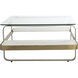 Winnipeg 48 X 30 inch Forged Champagne and Ivory Marble with Tempered Glass Coffee Table