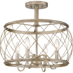 Dury 4 Light 17.5 inch Century Silver Leaf Semi-Flush Mount Ceiling Light