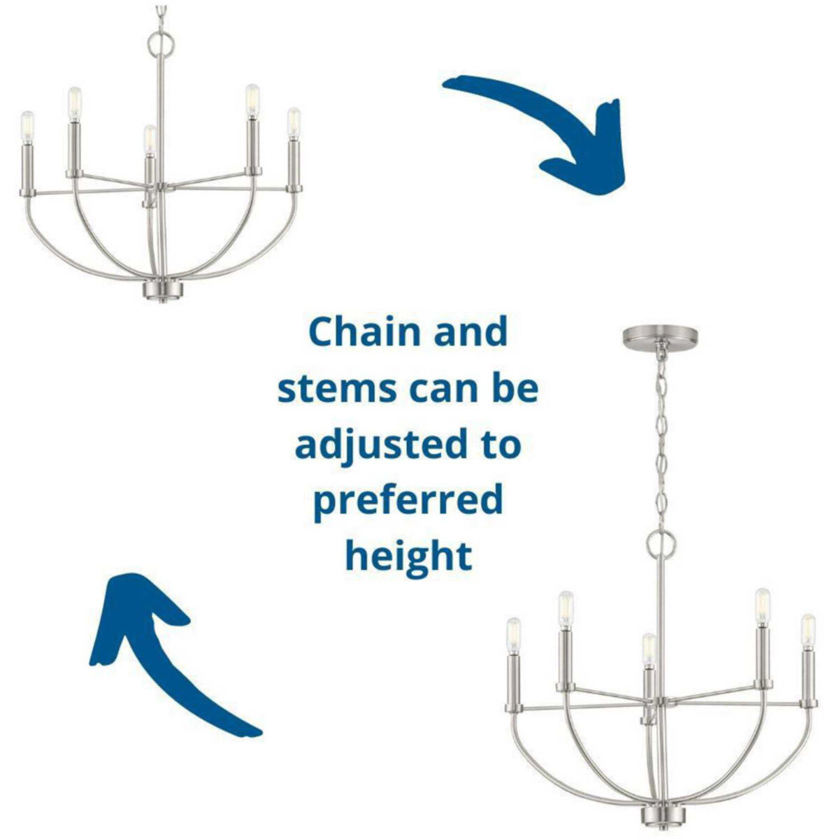 Leyden 5 Light 22 inch Brushed Nickel Chandelier Ceiling Light