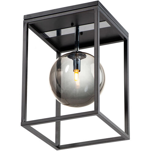 Fluid LED 9.75 inch Black/Polished Chrome Single Pendant Ceiling Light in Mirror Smoke, Black and Polished Chrome