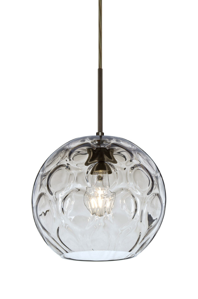 Bombay 1 Light Bronze Pendant Ceiling Light in Clear Glass