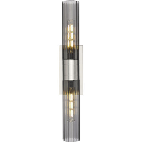 Empire 2 Light 24.75 inch Satin Nickel Bath Vanity Light Wall Light in Plated Smoke Glass