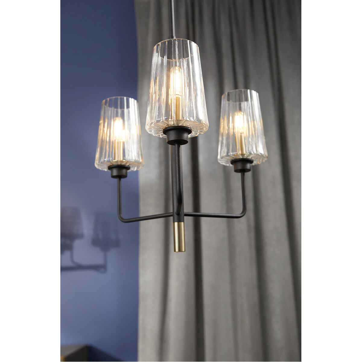 Dalia 3 Light 19 inch Noir with Aged Brass Chandelier Ceiling Light