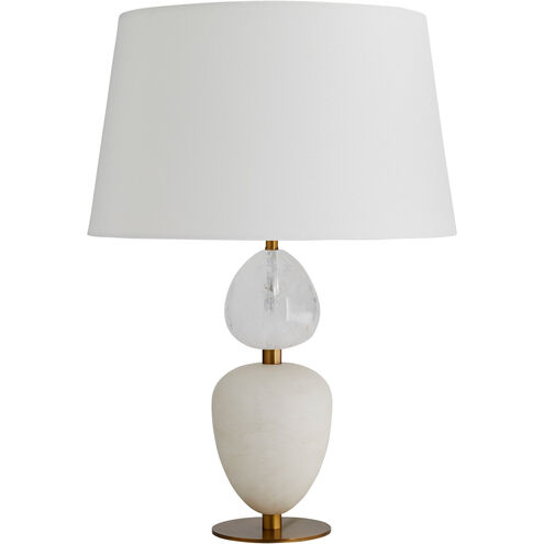 Aubrey 26.5 inch 150 watt Snow Marble and Opal Swirl with Antique Brass Table Lamp Portable Light