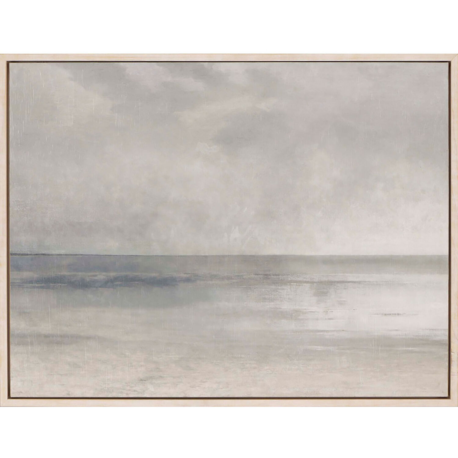 Pastel Seascape Gray and Beige and Blue and Green Framed Art