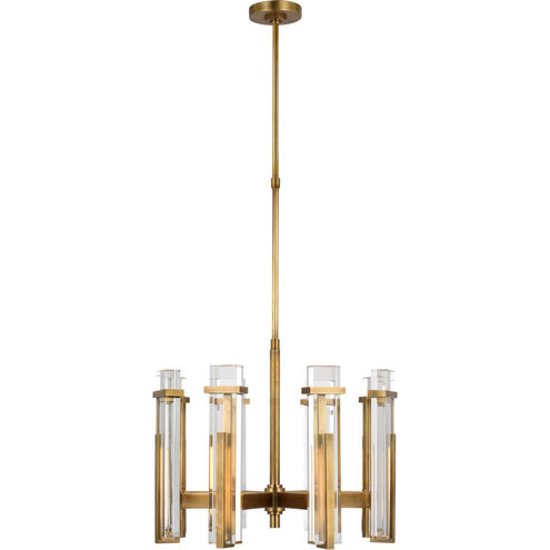 Ian K. Fowler Malik LED 24 inch Hand-Rubbed Antique Brass Chandelier Ceiling Light in Clear Glass, Medium