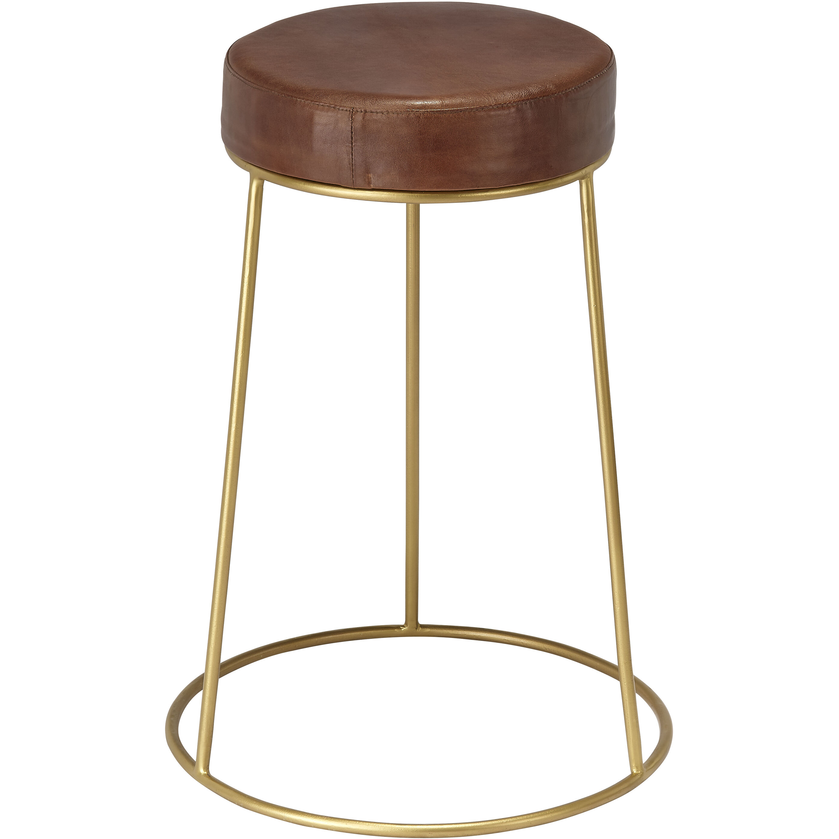 Henry 24 inch Matte Brown and Brass Counter Stool