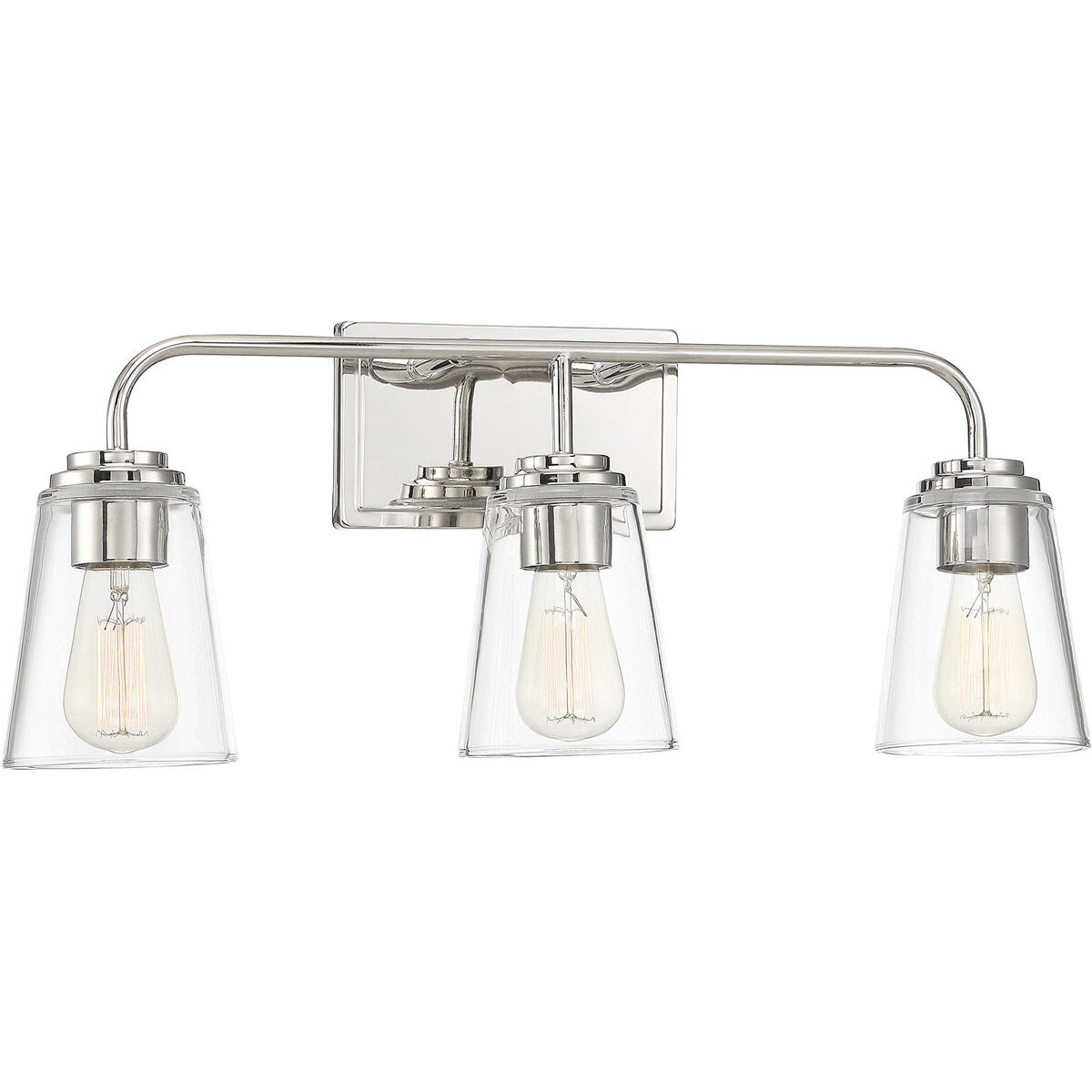 Transitional 3 Light 24 inch Polished Nickel Bathroom Vanity Light Wall Light