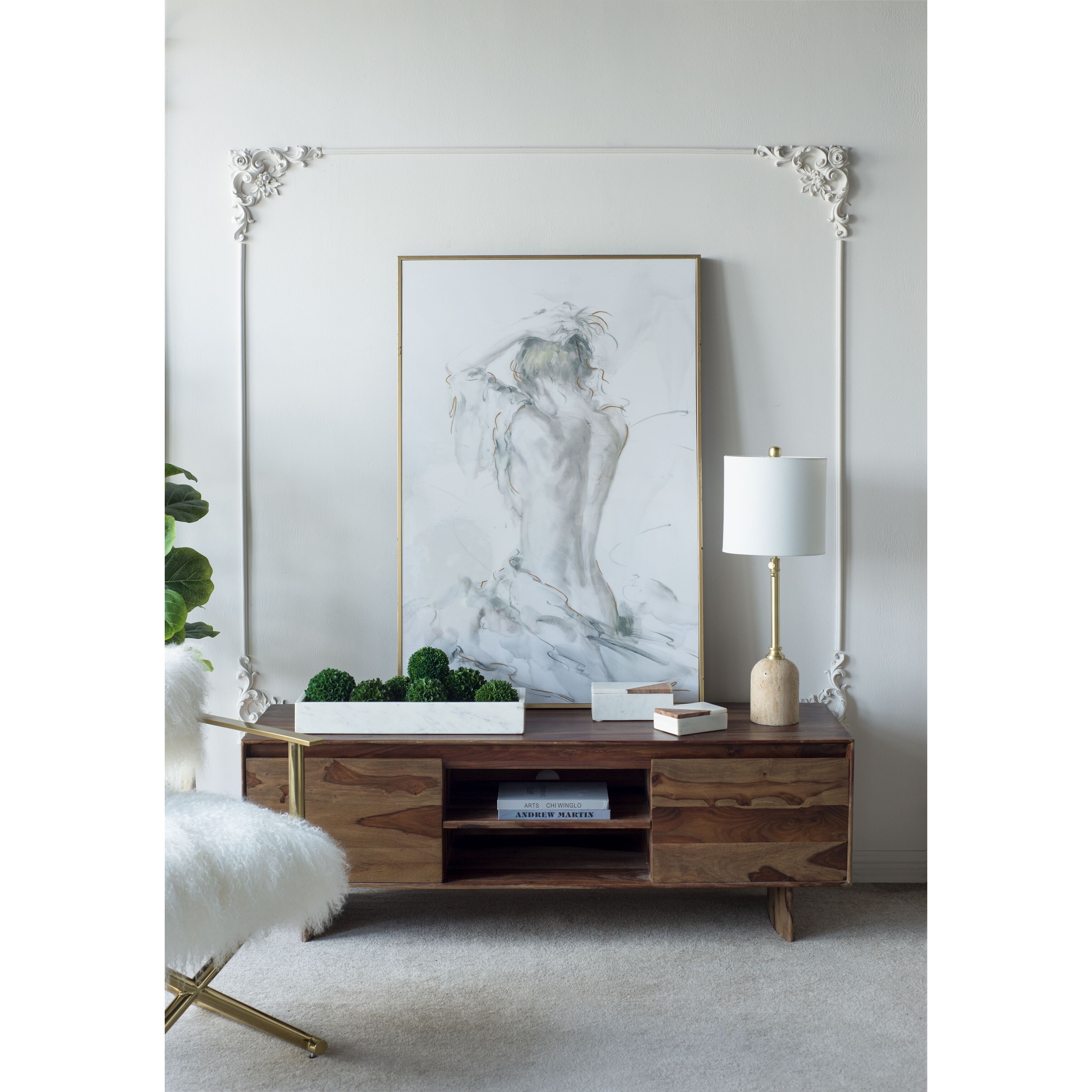 Anita 3.9 inch White/Brown Marble Boxes