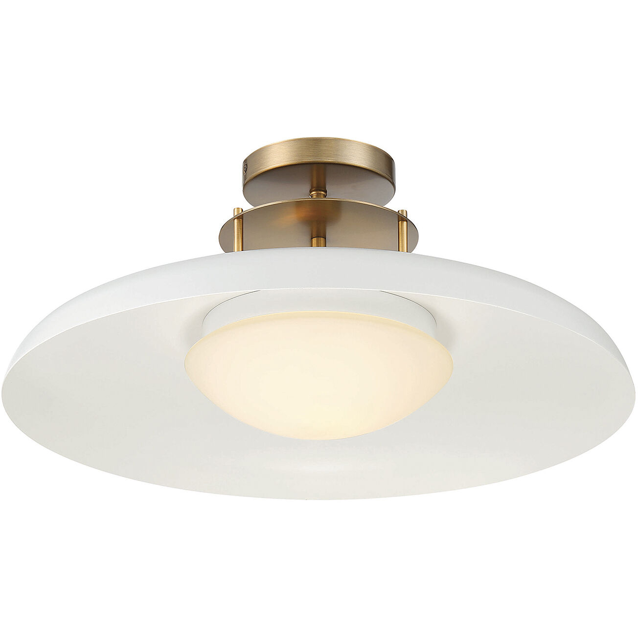 Gavin 1 Light 20 inch White with Warm Brass Accents Semi-Flush Ceiling Light in White/Warm Brass