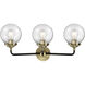 Nouveau Beacon LED 24 inch Black Antique Brass Bath Vanity Light Wall Light in Clear Glass, Nouveau