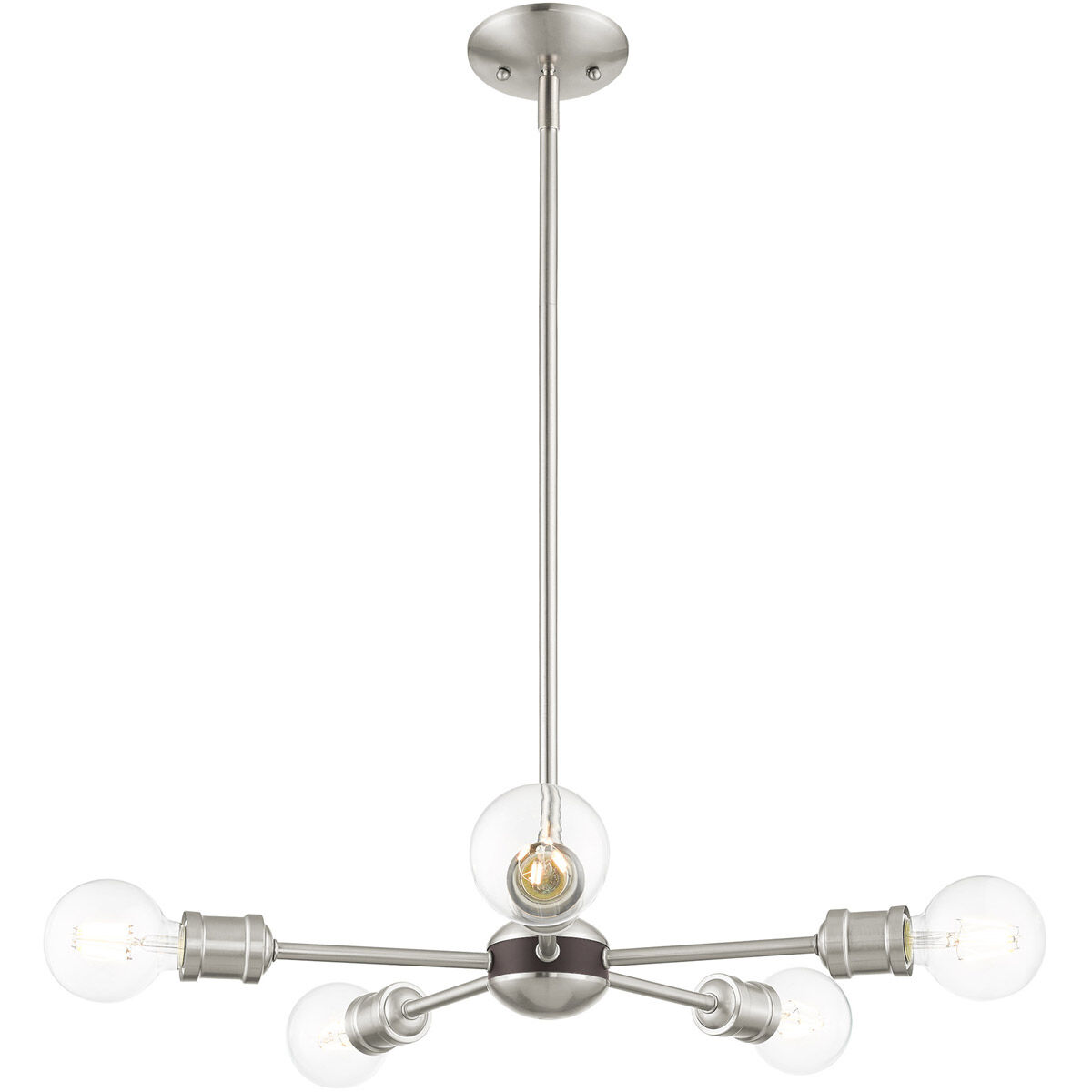 Lansdale 5 Light 19 inch Brushed Nickel with Bronze Accents Chandelier Ceiling Light