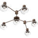 Luna LED 37.1 inch Burnished Bronze Linear Hub & Spoke Ceiling Light in 3000K LED, Floret Inner - Clear Outer