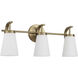 Drake 3 Light 23 inch Aged Brass Vanity Light Wall Light