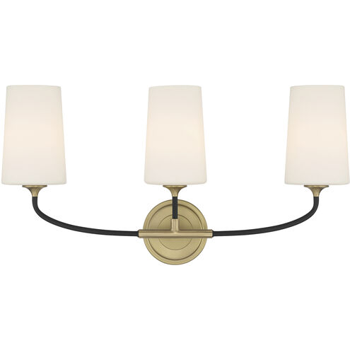 Niles 3 Light 23.5 inch Black Forged and Modern Gold Bath Vanity Wall Light