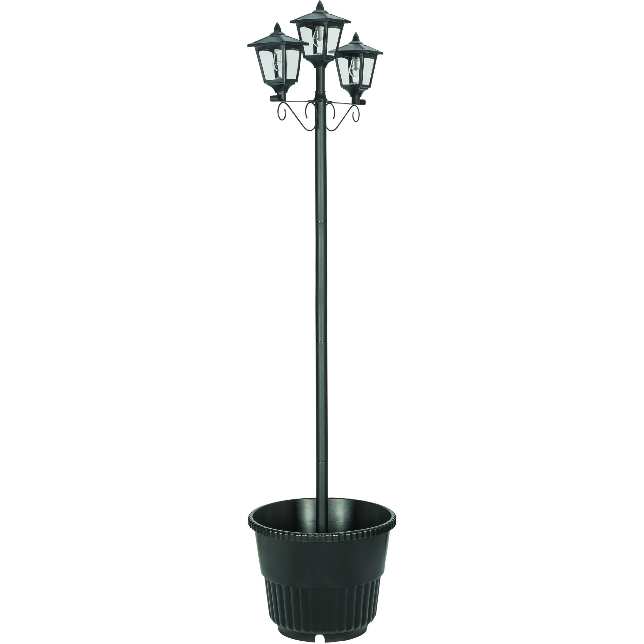 Triple Head 3 Light 78.5 inch Black Post Light, Solar