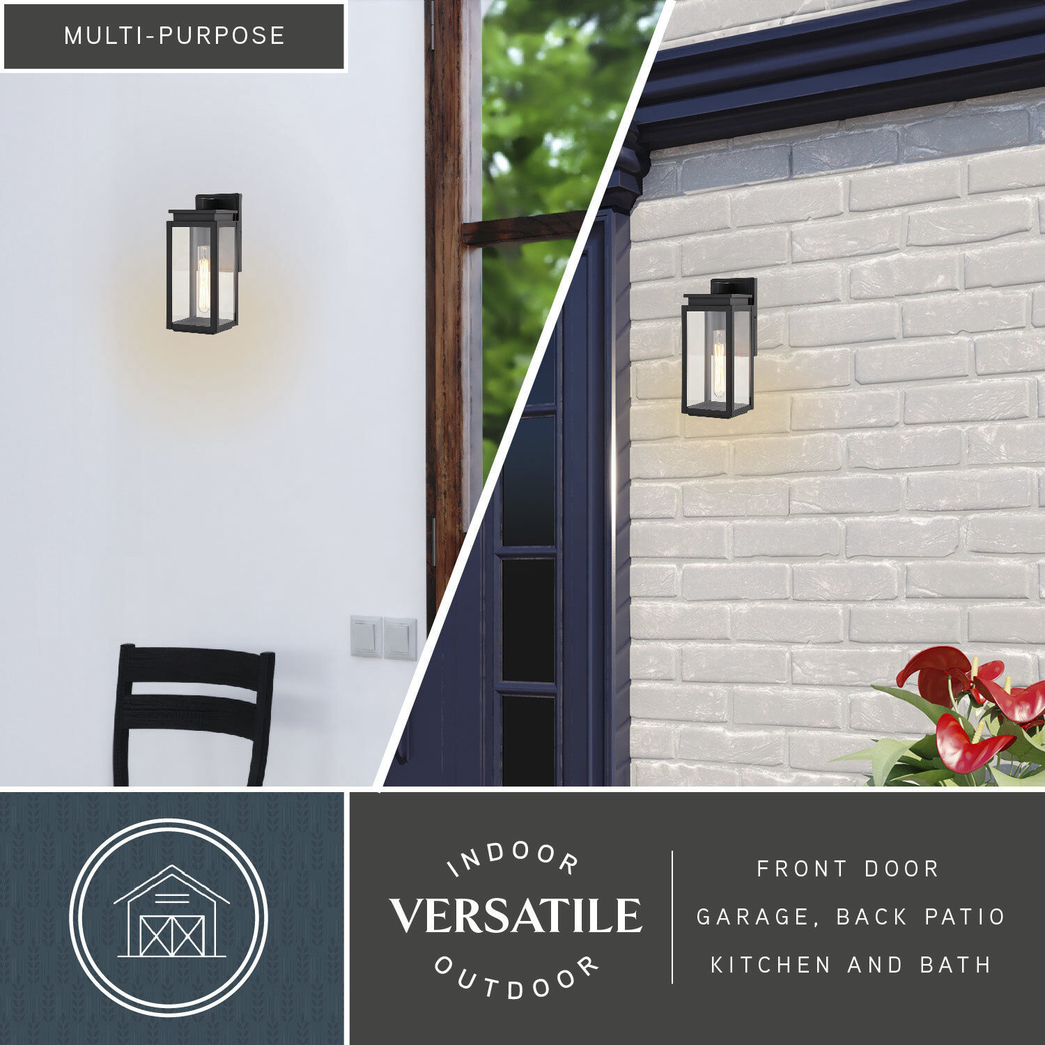 Uptown 1 Light 12.5 inch Matte Black Outdoor Wall Lantern