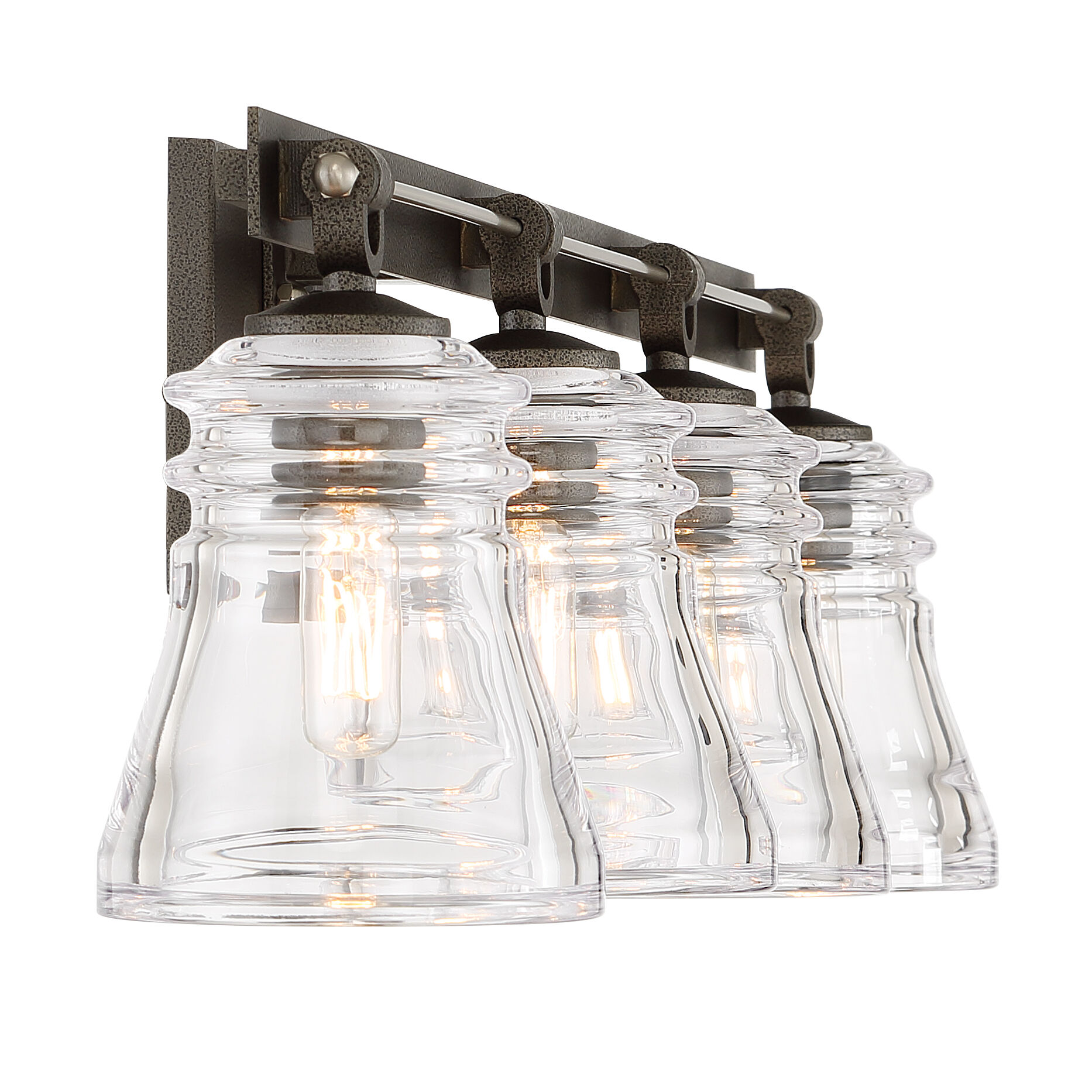 Graham Avenue 4 Light 31 inch Smoked Iron/Brushed Nickel Bath Light Wall Light