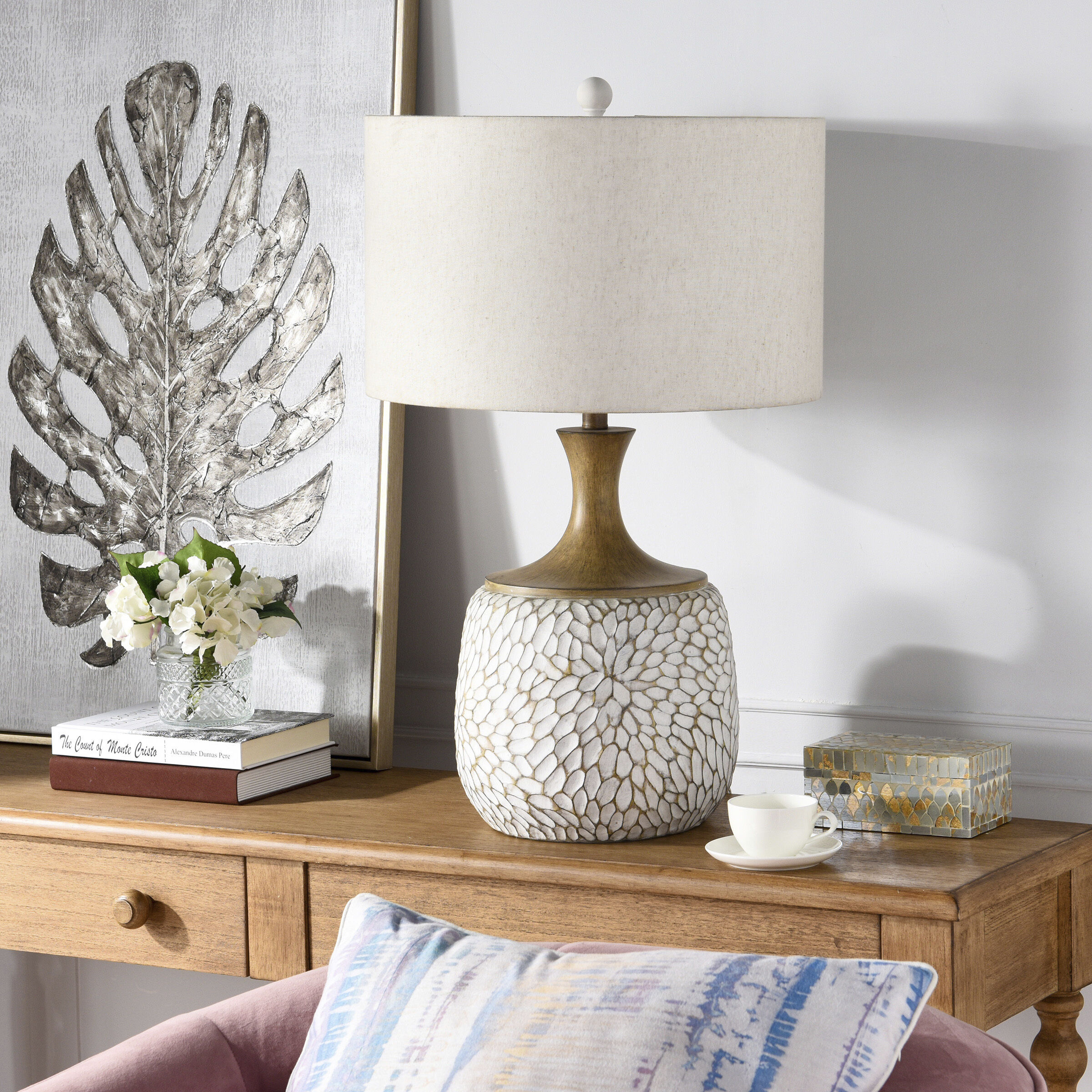 Carved Roanoke 29.5 inch 150.00 watt Brushed Brown Table Lamp Portable Light