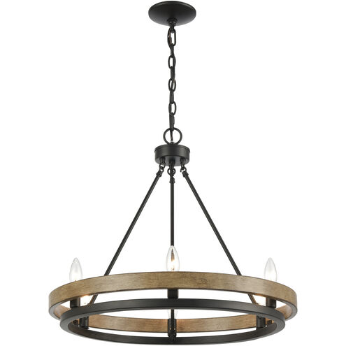 Ramsey 6 Light 24 inch Matte Black with Aspen Chandelier Ceiling Light