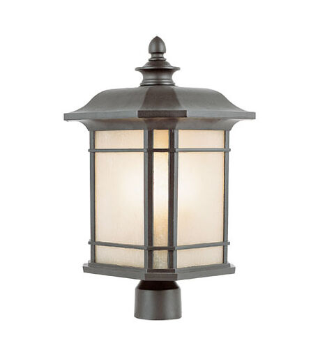 Corner Window 1 Light 16 inch Rust Outdoor Postmount Lantern