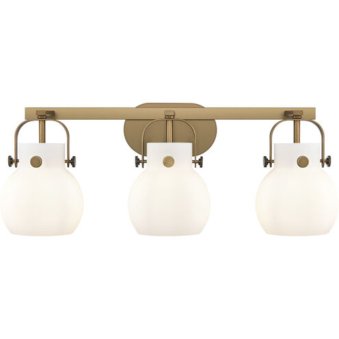Pilaster II Sphere 3 Light 26.5 inch Brushed Brass Bath Vanity Light Wall Light in Matte White Glass