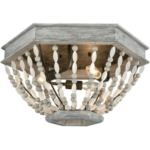 Bright 3 Light 18 inch Washed Gray with Malted Rust Flush Mount Ceiling Light