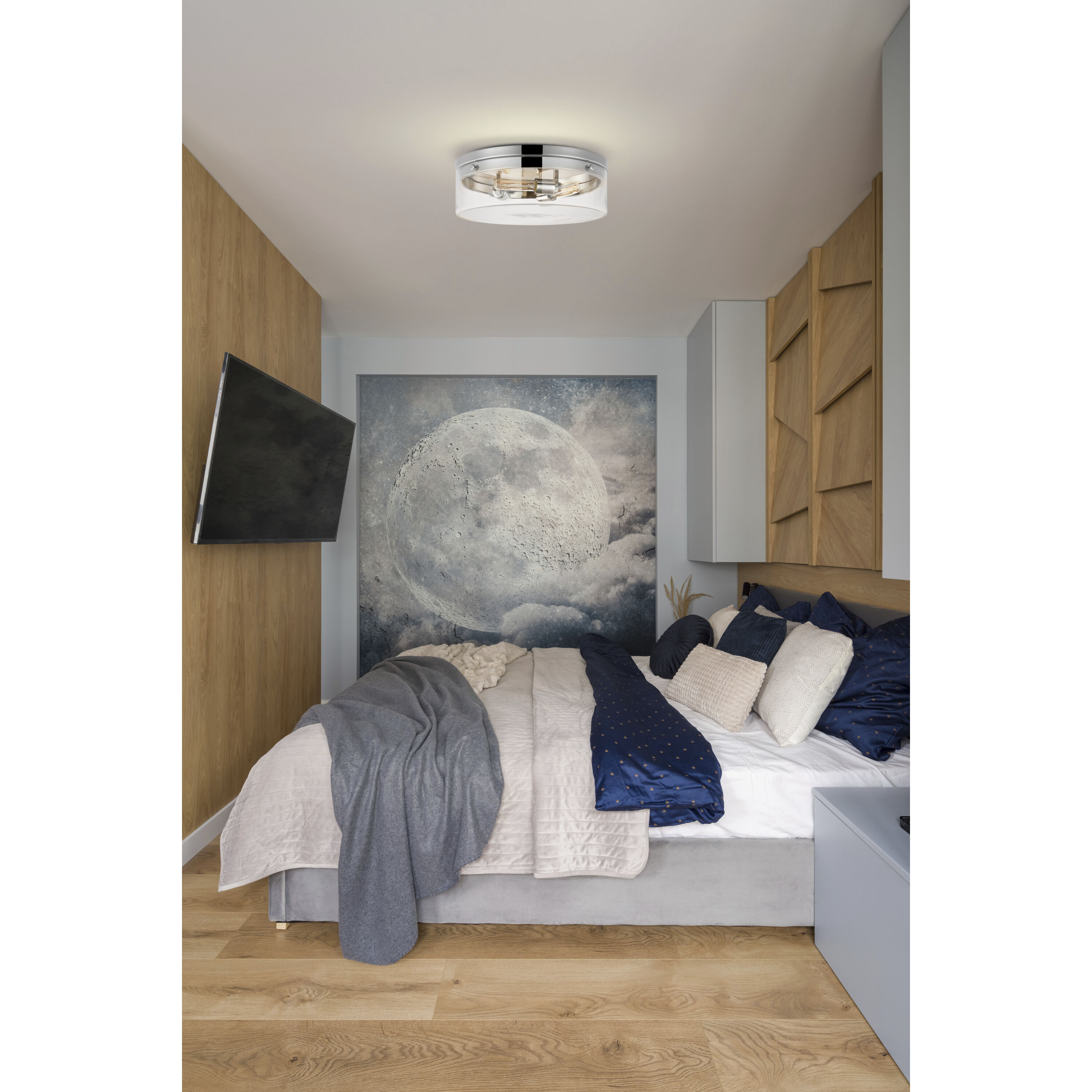 Intersection 3 Light 17 inch Polished Nickel Flush Ceiling Light