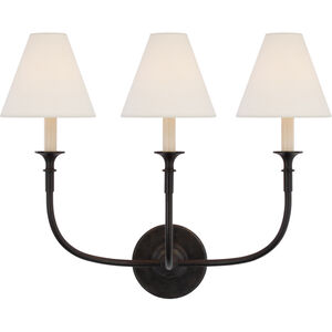 Thomas O'Brien Piaf LED 23 inch Aged Iron Triple Sconce Wall Light