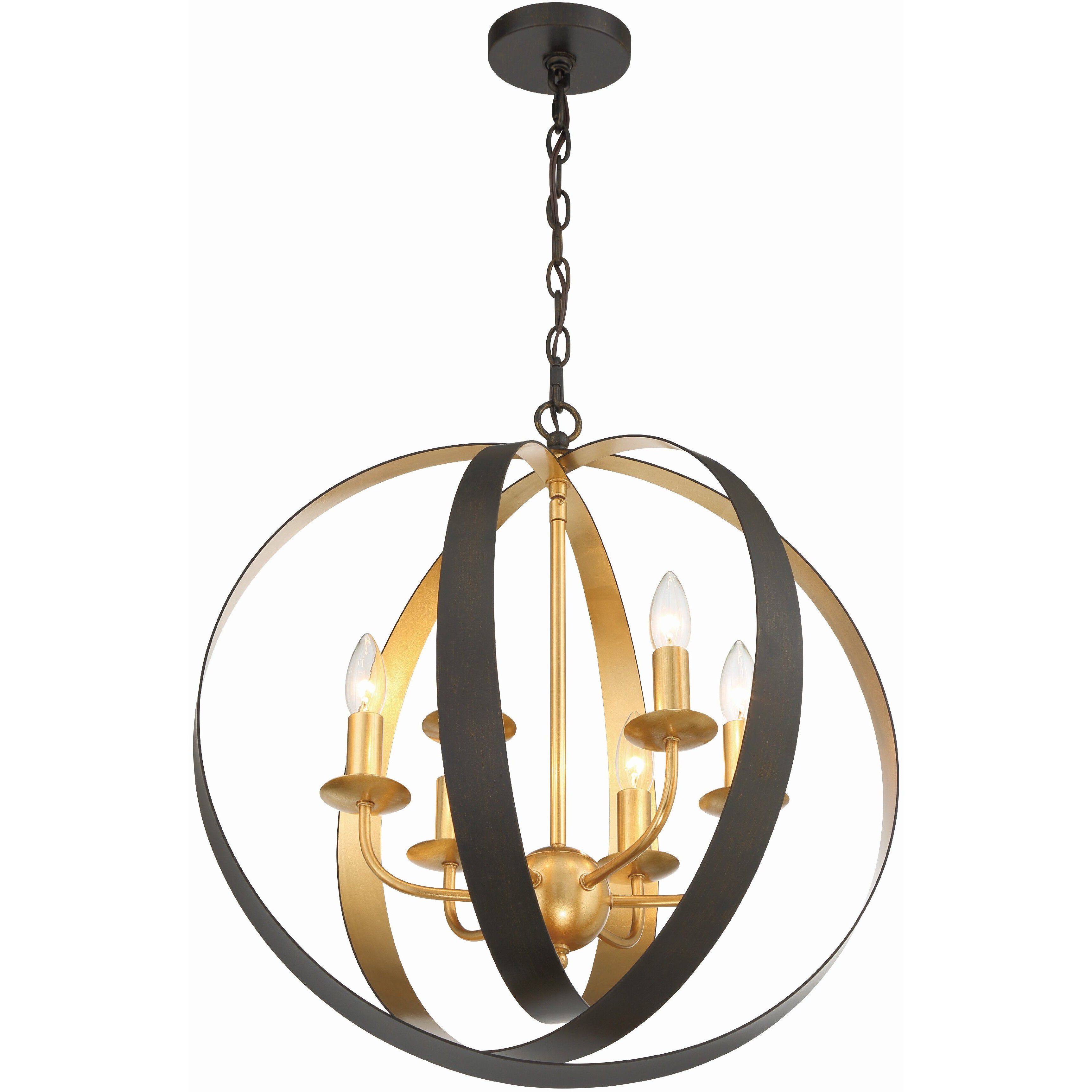 Luna 6 Light 21 inch English Bronze and Antique Gold Chandelier Ceiling Light