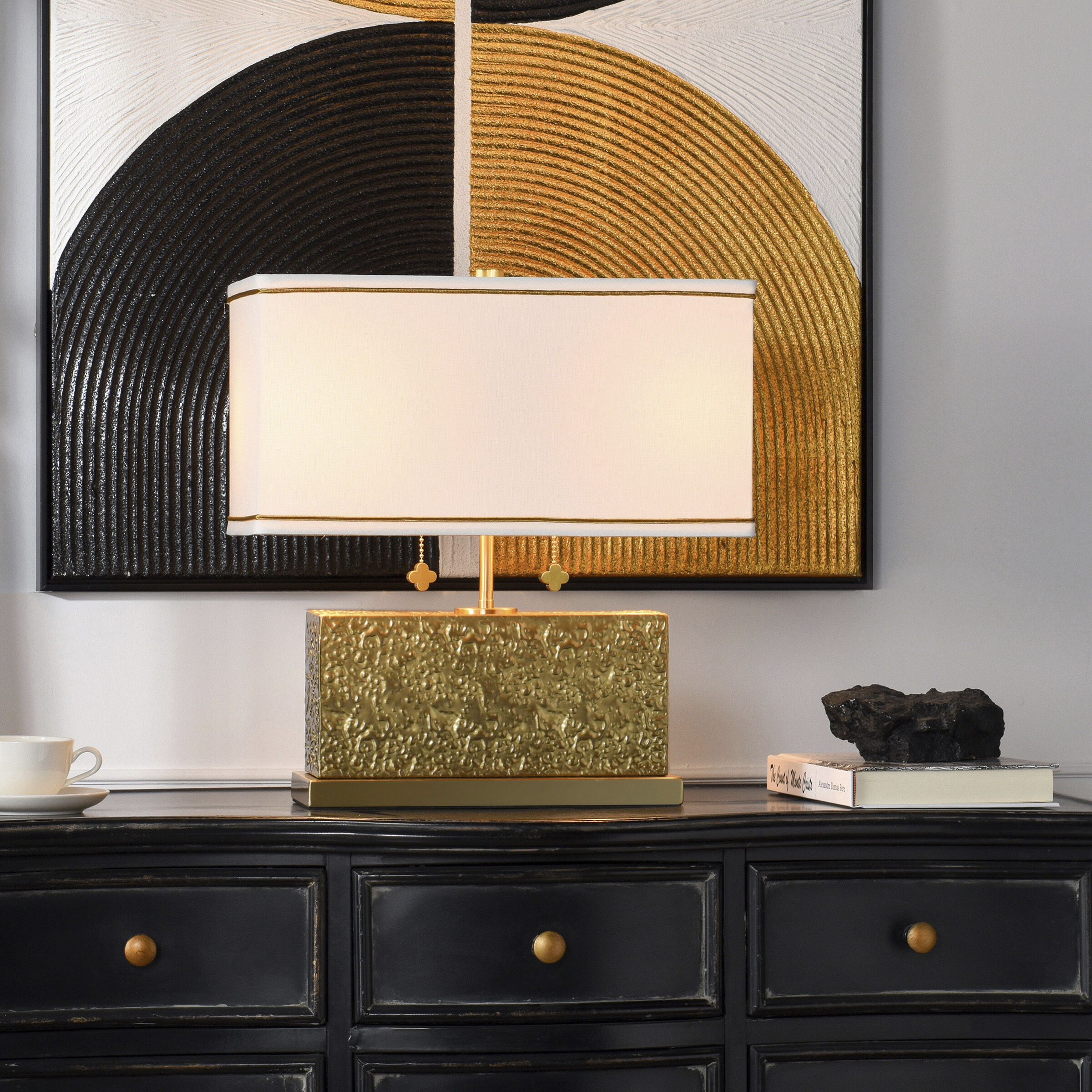 Eleanora 17 inch 60 watt Hammered Steel Table Lamp Portable Light