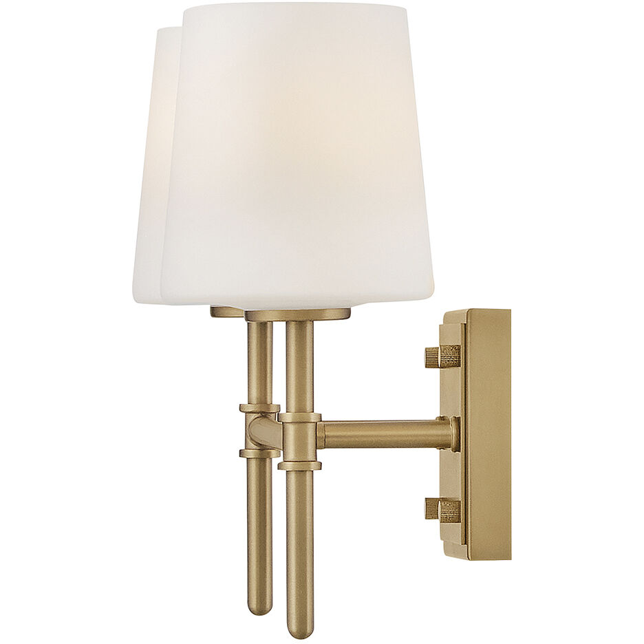 Saunders 2 Light 13.75 inch Lacquered Brass Bath Light Wall Light