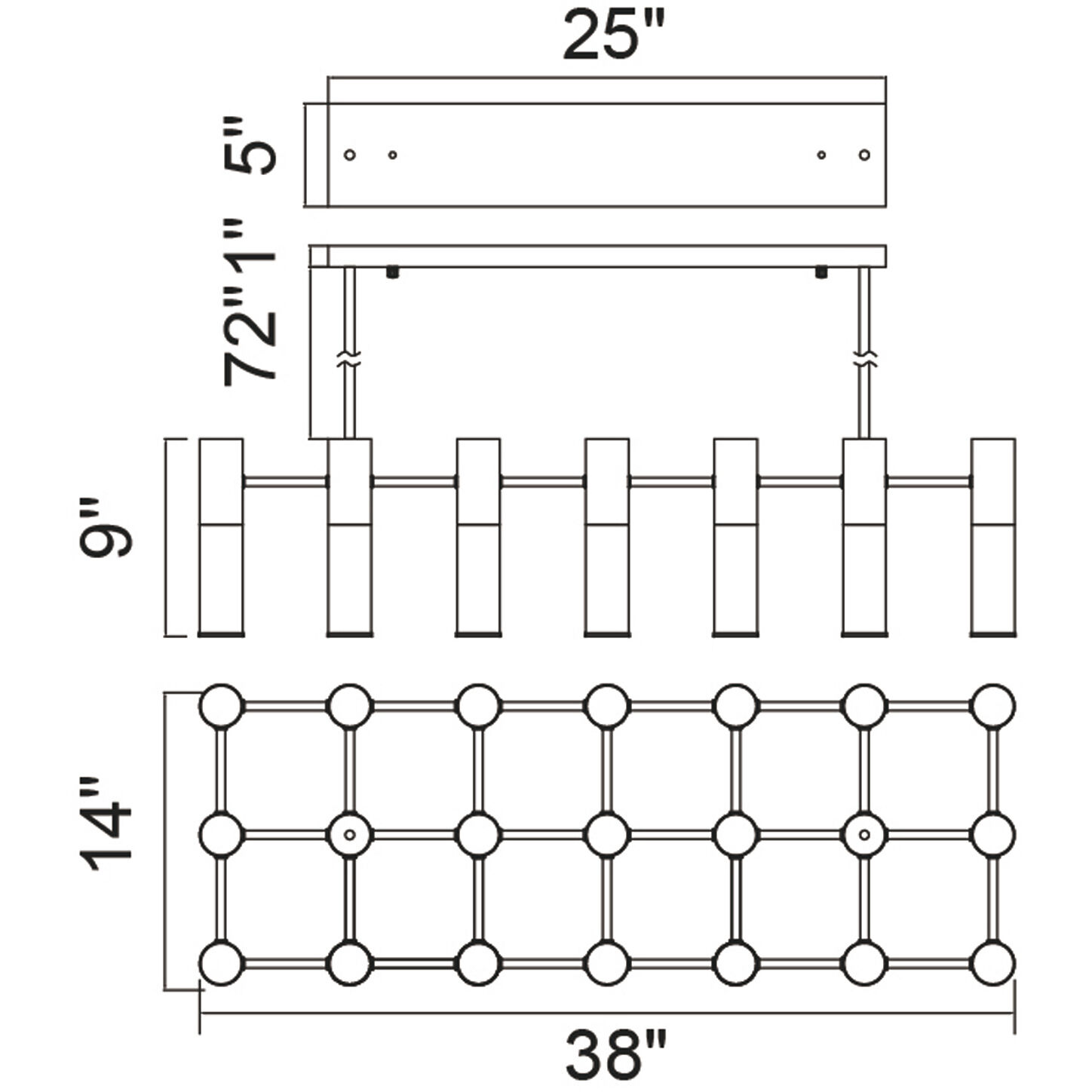 Pipes LED 38 inch Brass Island/Pool Table Light Ceiling Light