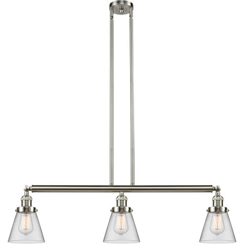 Franklin Restoration Small Cone LED 39 inch Brushed Satin Nickel Island Light Ceiling Light in Clear Glass, Franklin Restoration