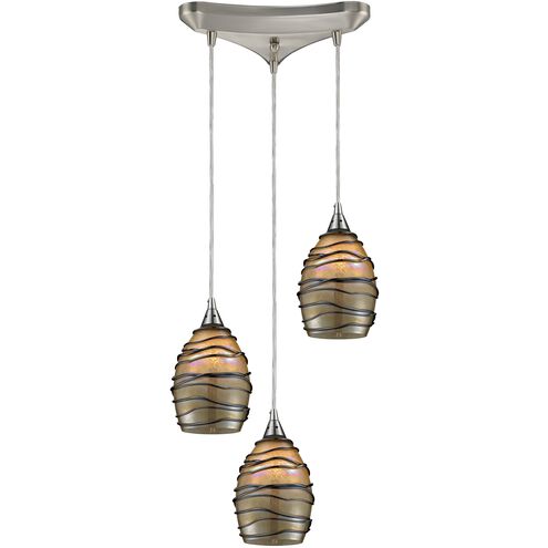 Vines 3 Light 10 inch Satin Nickel Mini Pendant Ceiling Light